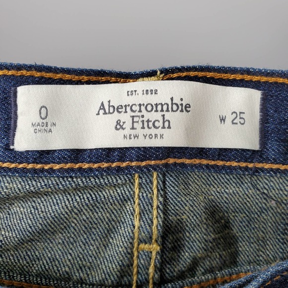 Abercrombie & Fitch Mid-Rise Cutoff Denim Shorts Dark Wash Size 0 - Picture 5 of 11
